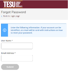 A screenshot showing the Forgot Password retrieval process.